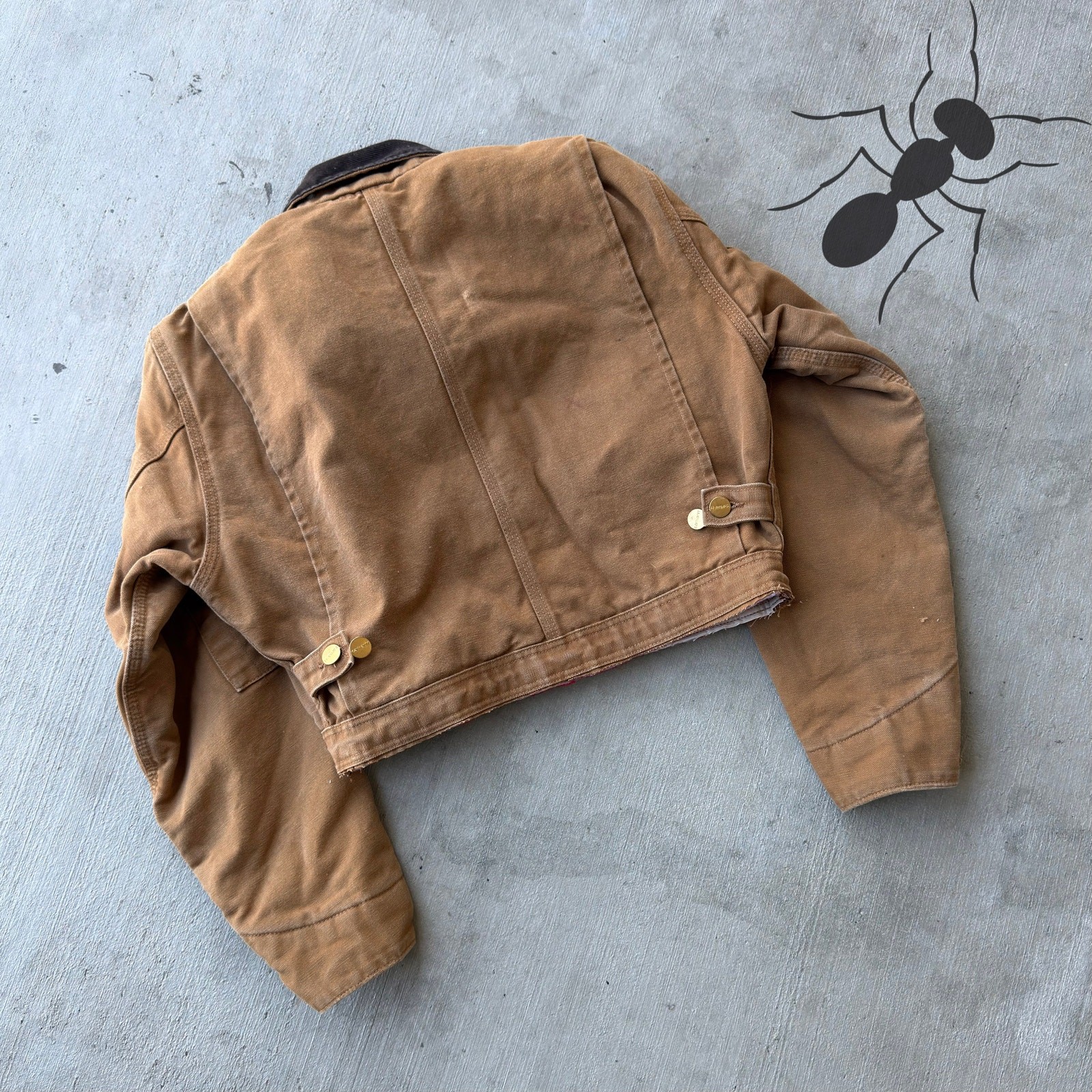 Carhartt Brown cropped Detroit style work wear jacket thumbnail 7