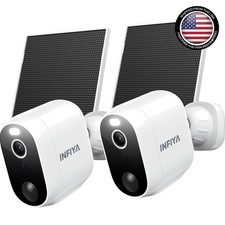 2Pack Solar Security Cameras System Wireless Outdoor Battery Powered WiFi Camera