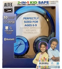 Altec Lansing Kid Safe 2-in-1 Bluetooth & Wire Blue Kid's Headphones Age 6-9 Boy