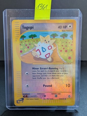 Pokemon Karte TCG Togepi 114/147 Reverse Holo Aquapolis E-Card 2002