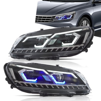 VLAND LED Projector Headlights For 2011-15 VW Passat Factory Halogen Headlamps