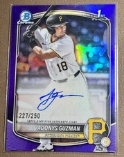 2025 Bowman Draft Adonys Guzman 1st Purple Refractor Auto /250 Pirates 