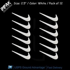 White Embroidered Swoosh Right Sided Iron on Patch Embroidery Logo Pack of 12