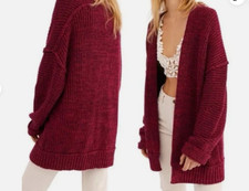 Free People High Hopes Open Cardigan Sweater Sz S oversized Chunky Knit