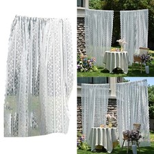 Beautiful White Sheer Window Panel Semi Sheer Flower Curtain Include Rod Pocket