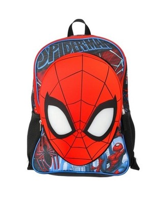 Marvel SpiderMan Mask Boys Lights Up 17'' Backpack, Black/Red Spider-man
