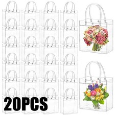 10/20Pcs Transparent Gift Bag with Handle Wedding Birthday Party Candy Gift Pack