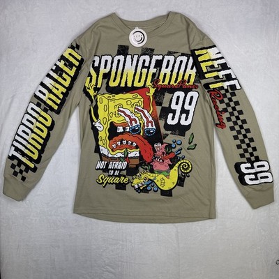 NEFF Men's Long Sleeve Graphic T-Shirt Size M Green Spongebob Squarepants Racing