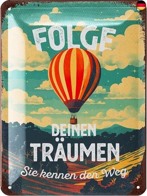 LANOLU Retro Blechschilder FOLGE DEINEN TRÄUMEN vintage Metallschilder mit 