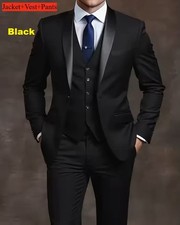 3PCS Elegant Men's Suit Sets Slim Fit Tuxedo Set for Weddings  Formal Occasions