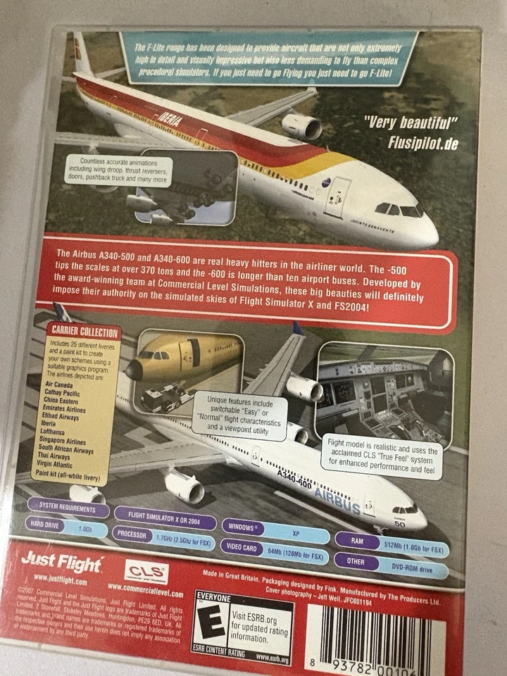 A340 500/600 Pc DVD Add-On Microsoft Flight Simulator Sim 2004 & X FS2004 FSX - Image 2 of 4