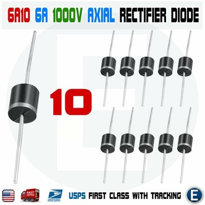 10PCS 6A10 1000V 6A 1KV Axial Rectifier Diode 6 AMP solar panel USA