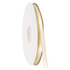Satin Ribbon with Gold Edge, 1/4 Inch x 50 Yards Double Face White Ribbon
