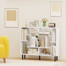Image of Open Bookshelf Modern Geometric Bookcase-White