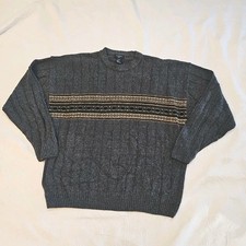 Vintage 90s Dockers Grandpa Sweater Size XL Gray Long Sleeve Front Design