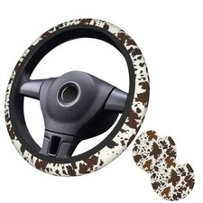 Brown Western Cow Print Steering Wheel Cover for Women One Size Brown Cow Print