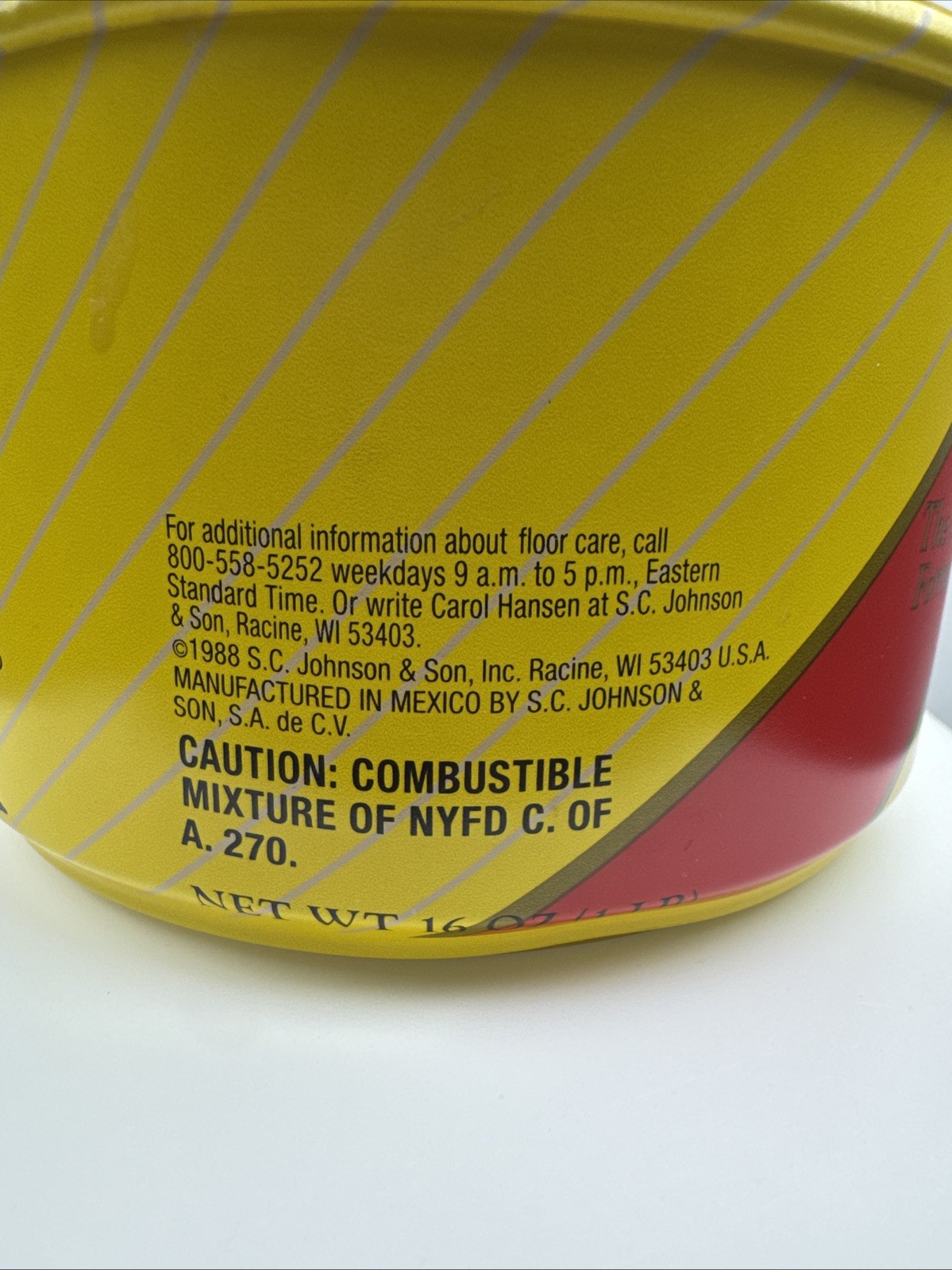 SC Johnson Paste Wax Can Opened Original Formula Discontinued