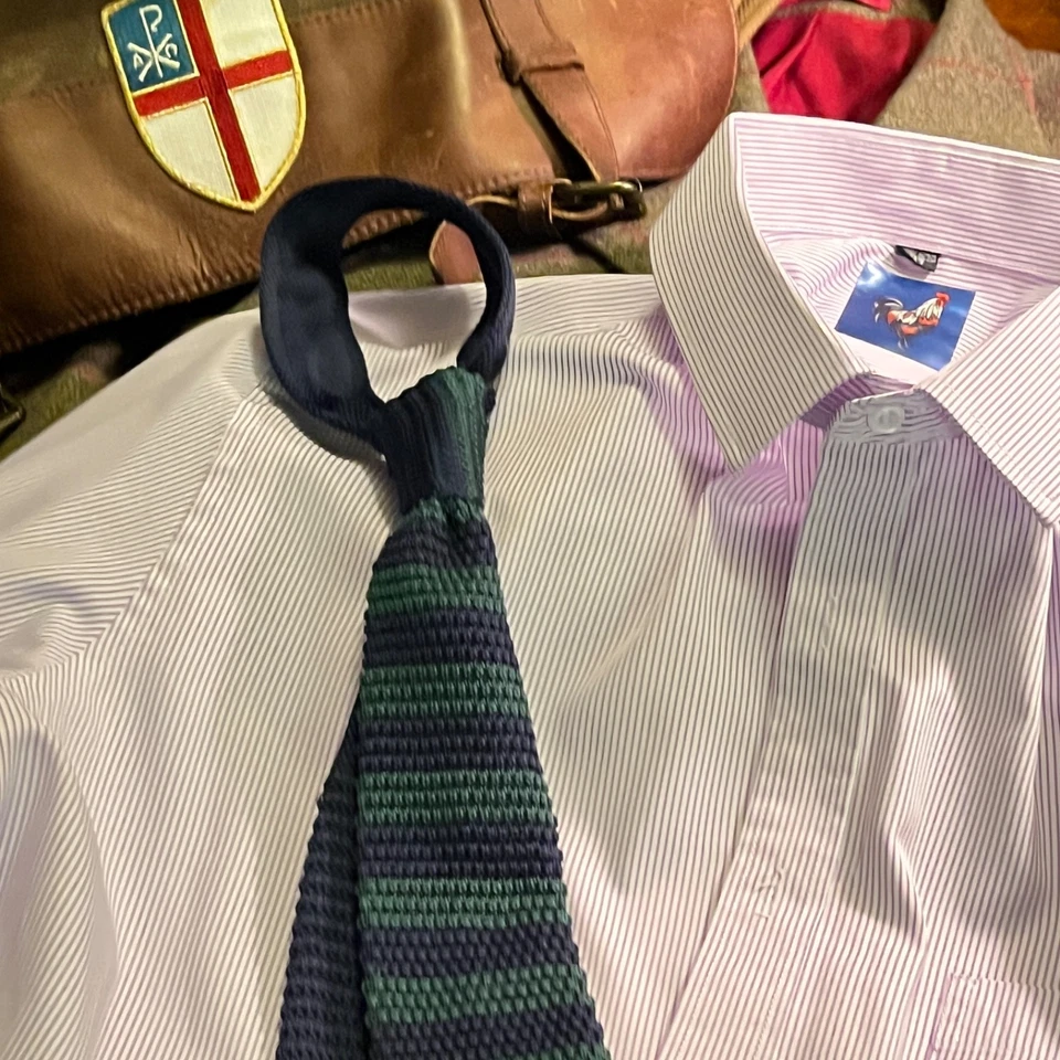 ¡Nunca he sido besado! ¡Selecciona gallo rojo! Corbata de punto ajustada azul marino y verde Foto 2 de 4