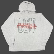 Vintage 90s Champion Ohio State University Hoodie Shirt Grey Mens L Made in USA