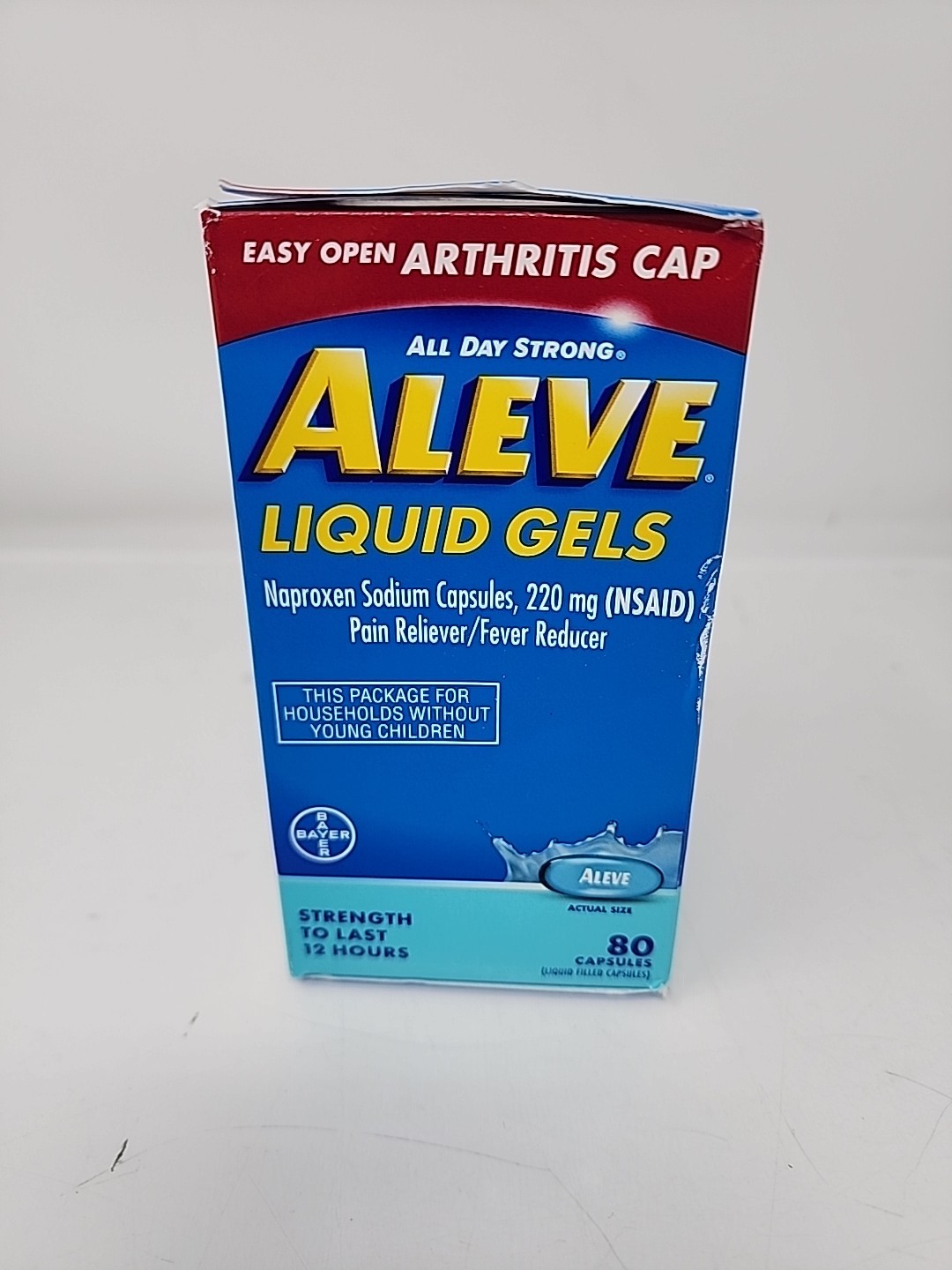 Aleve  Naproxen Sodium Liquid Gels Easy Open Arthritis Cap  80 Count BB: 07/26