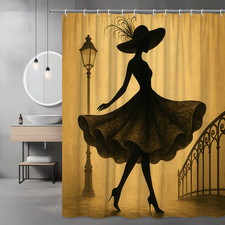 Elegant Black Shower Curtain with Silhouette Design