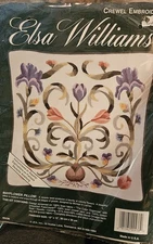 Vintage Elsa Williams Mayflower Pillow Floral Design Crewel Embroidery Kit NOS