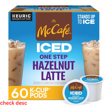 McCafe ICED Hazelnut Latte K-Cup Pods 60 Coun...