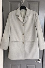 Vintage 90s M&S St Michael Grey Faux Suede Spring Jacket UK 12 Minimalist Blazer