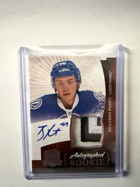 2018-19 UD The Cup Brayden Point Autographed Rookie Patch Auto 09/10 3 colors