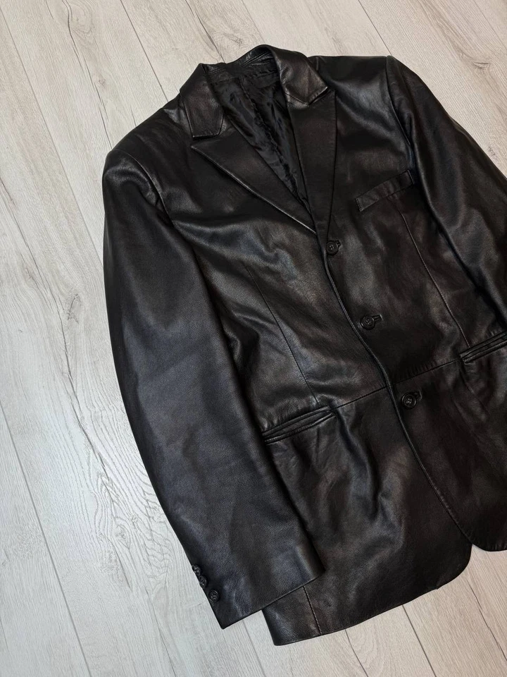LEONARDO leather jacket black mens size 52 - Image 4 of 4