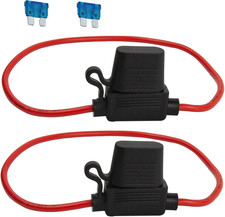 2 PCS 14 AWG Inline Fuse Holder with 15A Maxi Fuse Waterproof, Heavy-Duty 14 Ga