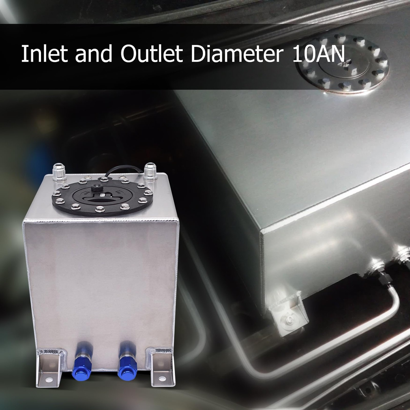 2.5 Gallon / 9.5L Fuel Cell Tank Polished Aluminum Racing Drift W/Level Sender