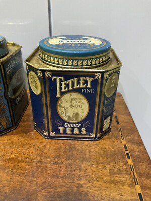 Vintage alte Tetley Choice Teedose Marine Gold 10,5 x 10,5 cm 