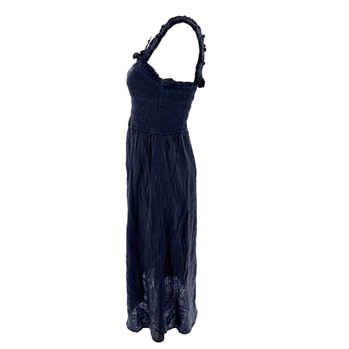She+Sky Women's Smocked Top Maxi/Midi Dress Sundress Large Black Gauzy Coastal - Picture 5 of 11