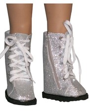 Silver Glitter High Tops Sneakers Boots fit 18" American Girl Size Doll