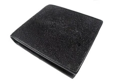 Pelgio Genuine Stingray Shagreen Skin Leather Bifold Wallet (Black, Black)