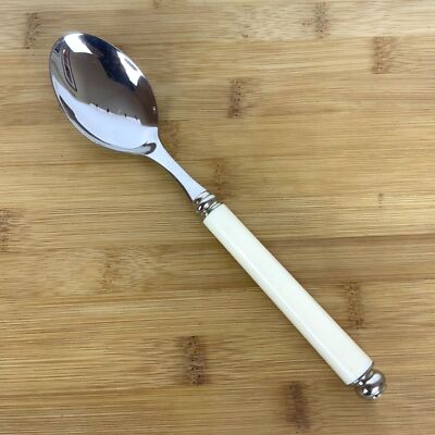 Eme Arcadia Soup Spoon 18-10 Stainless Steel Cream Handle Made In Italy