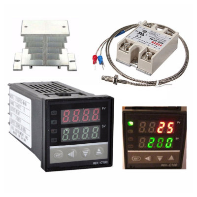 PID REX-C100 Temperature Controller set + SSR 40DA K Thermocouple Heat Sink BS40