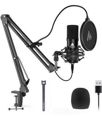 USB Microphone, MAONO 192KHZ/24Bit Plug & Play PC Computer Podcast Condenser Car