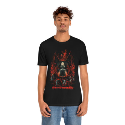 Badass Deathcore Goth Meme Boston Terrier Doggo Metal T-Shirt for