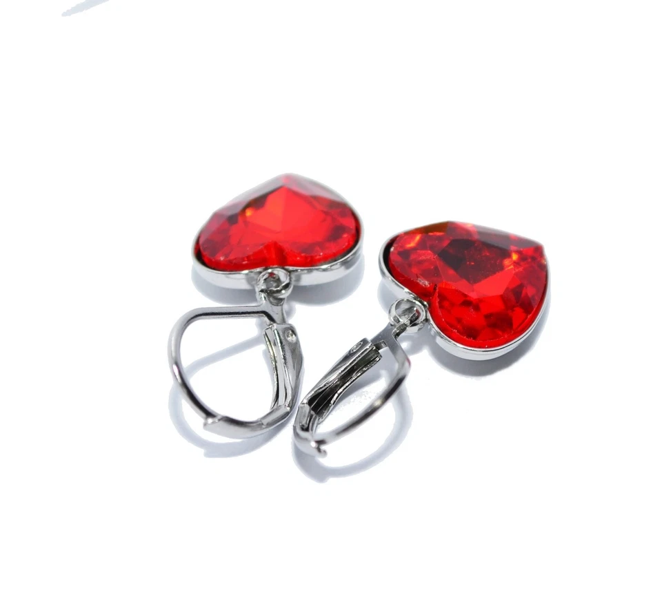 KRISTALL Herz Ohrhänger Ohrringe silber facette EDELSTAHL Glas Strass - Bild 2 von 4