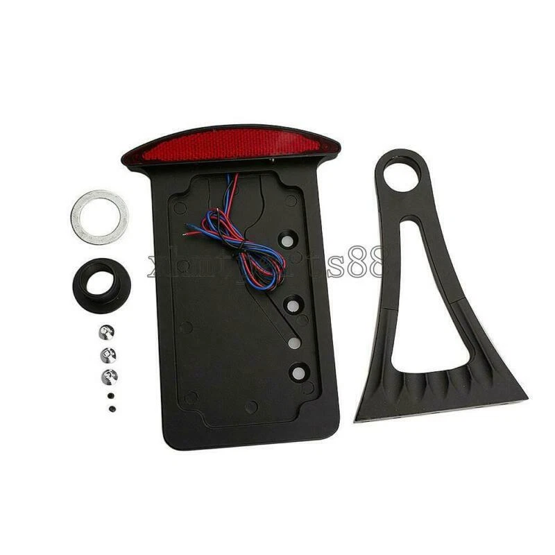 Black Side Mount License Plate Holder Bracket Tail Light For Harley Fatboy FLSTF - Image 3 of 4