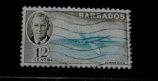 BARBADOS 1950 12c KING GEORGE  ISSUE FINE USED