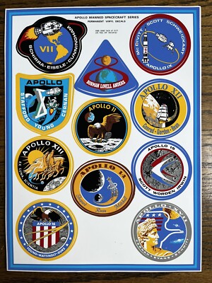 Vintage NASA Apollo Manned Spacecraft Series, Permanent Vinyl Decals ...
