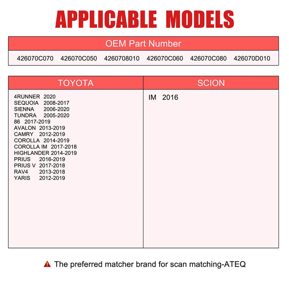 (4) TIRE PRESSURE SENSOR FIT FOR TOYOTA SIENNA TUNDRA SEQUOIA 42607-0C070 USA Foto 2 de 4