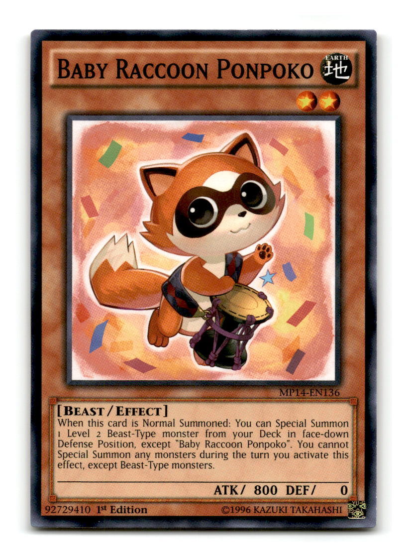 Baby Raccoon Ponpoko - MP14-EN136 1st Edition - YuGiOh-LP | eBay