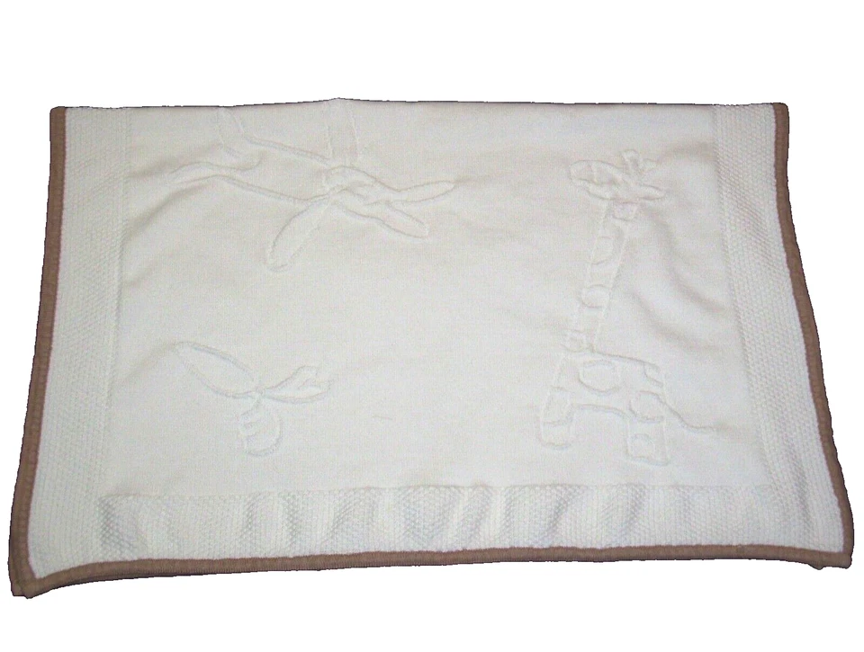 IKEA Manta Bebé Conejito Jirafa Zanahoria Gato Blanco Tostado Borde Tejido Suéter Foto 3 de 4