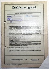 Kfz-Brief DKW Sonderklasse F 93, 1956, Original Kfz-Brief für Sammler