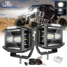 Pair 3" 4'' 5" Side Shooter LED Work Lights Cube Pods DRL Fog Driving Lamp UTV