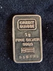Credit Suisse 5 gram Silver ingot .999. Vintage bar #056179